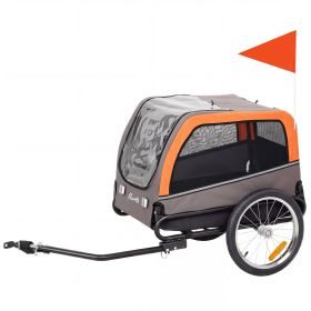 Dog Bike Trailer, Pet Cart Bicycle Carrier with 2 Entrances, Quick Release Wheels, Reflectors, Flag, Safety Leash