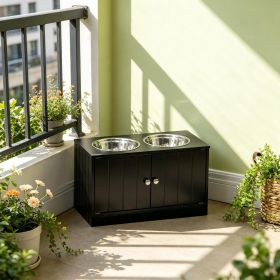 Large Elevated Dog Bowls with Storage Cabinet Containing Large 44L Capacity, Raised Dog Bowl Stand Pet Food Bowl Pet Feeding Station