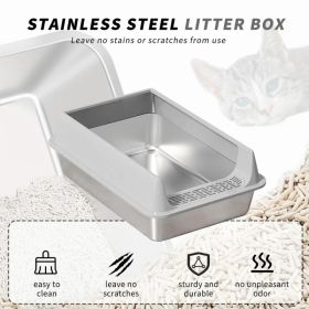 Stainless Steel Cat Litter Box - Non-Stick, Scratch Resistant, Easy To Clean, Odorless & Durable (Option: GreyM)