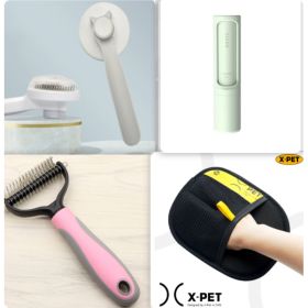 Pet Long-haired Dogknot Comb Double-sided Blade Dog (Option: Pink set19-L)