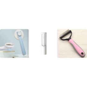 Pet Long-haired Dogknot Comb Double-sided Blade Dog (Option: Pink set14-L)