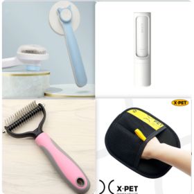 Pet Long-haired Dogknot Comb Double-sided Blade Dog (Option: Pink set13-L)