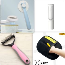 Pet Long-haired Dogknot Comb Double-sided Blade Dog (Option: Pink set18-L)