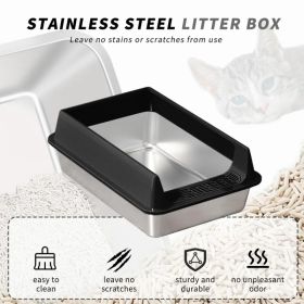 Stainless Steel Cat Litter Box - Non-Stick, Scratch Resistant, Easy To Clean, Odorless & Durable (Option: BlackM)