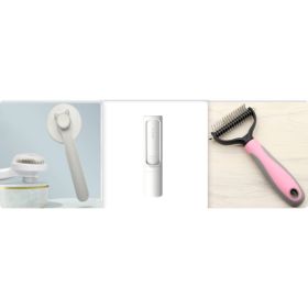 Pet Long-haired Dogknot Comb Double-sided Blade Dog (Option: Pink set10-L)