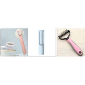 Pet Long-haired Dogknot Comb Double-sided Blade Dog (Option: Pink set6-L)