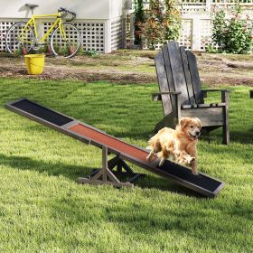 Wooden Dog Agility Seesaw Dog Outdoor Run Game Toy for Obstacle Courses (Color: Gray)