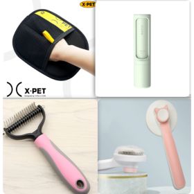 Pet Long-haired Dogknot Comb Double-sided Blade Dog (Option: Pink set22-L)
