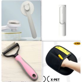 Pet Long-haired Dogknot Comb Double-sided Blade Dog (Option: Pink set15-L)