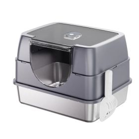Fully Enclosed Stainless Steel Cat Litter Box White - 2025 Top Pick, Odor Lock, No Litter Scatter, Easy Clean (Option: Gray)